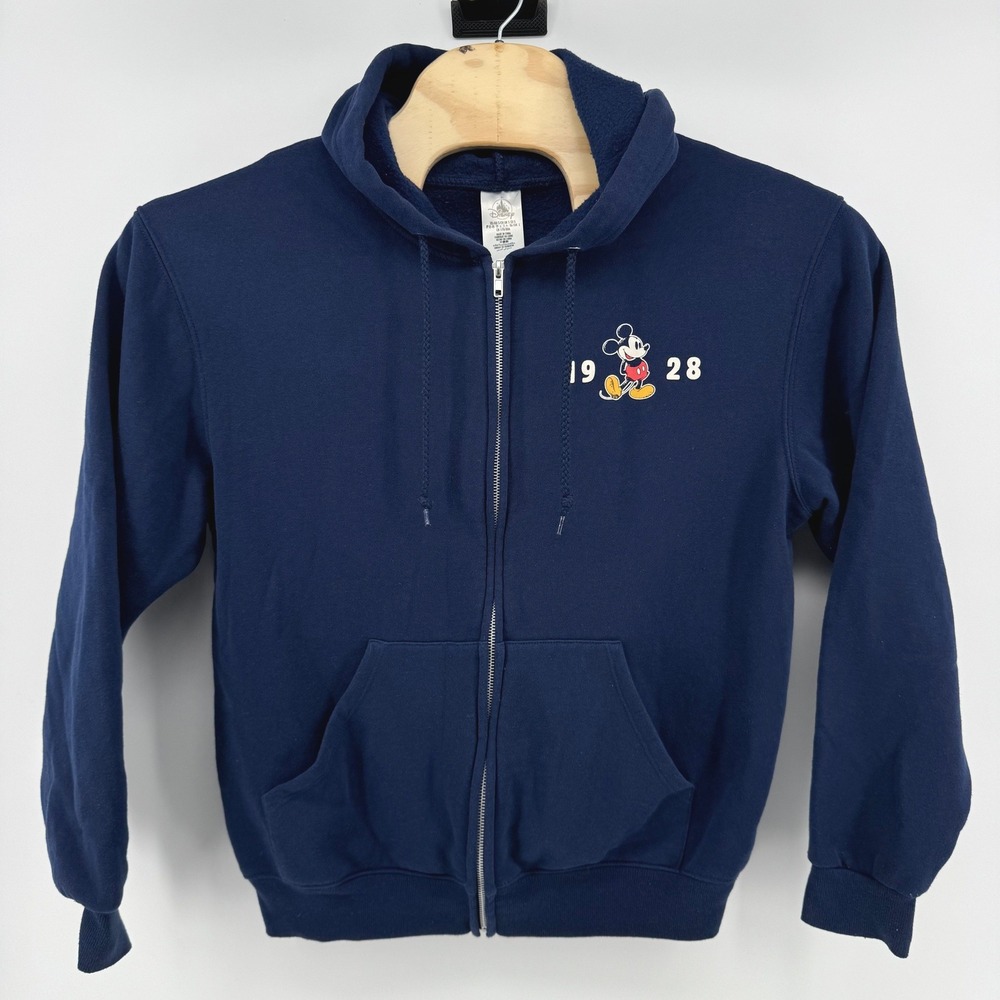 Disney Parks Mickey Mouse Zip Hoodie Small Navy Blue Walt Disney World 1928 - Picture 2 of 8